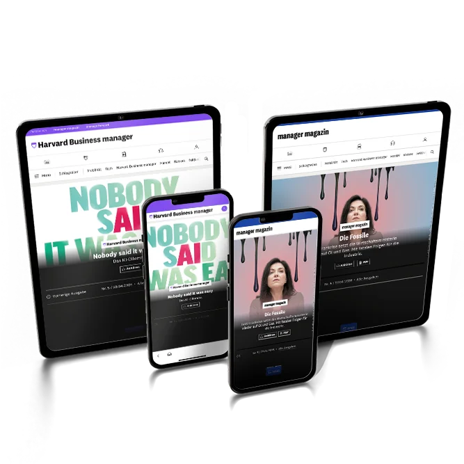 Alle Inhalte von manager magazin+ und Harvard Business manager+ im Abo