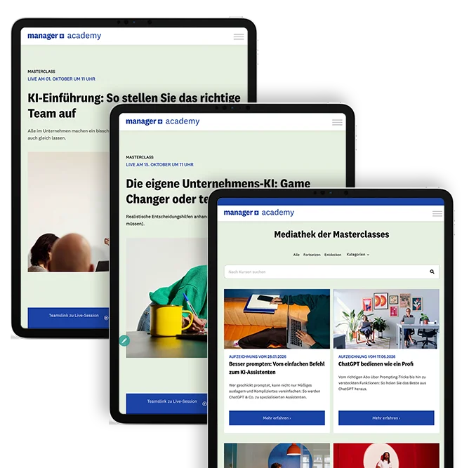 Drei Tablets mit Masterclasses